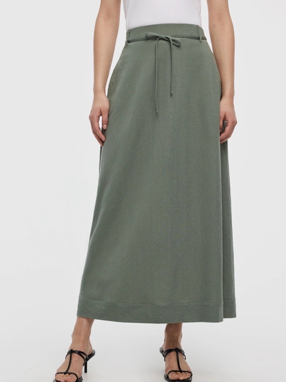 Reitmans Sage Green Maxi Skirt with Tie Waist